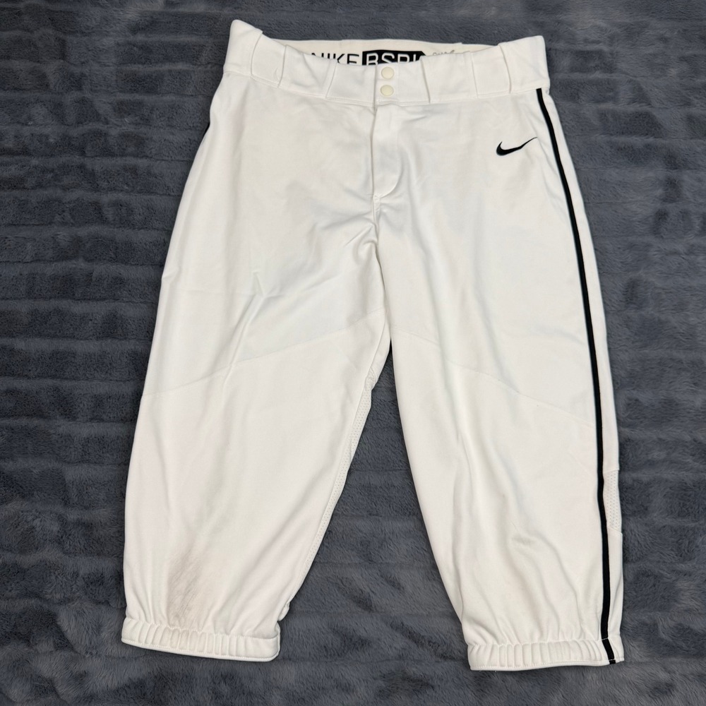 Nike Mens Baseball Pants White Black Stripe 747225-106 Size Medium
